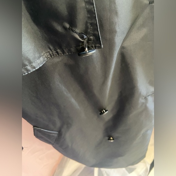 Vintage David Benjamin Black Maxi Length Trench Coat Gold Button Closure - Picture 12 of 14